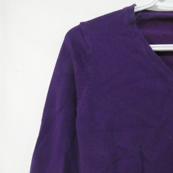 SUZY SHIER | xl - extra large | Stylish Purple V-Neck Sweater | Rolled Cuffs - Picture 3 of 16